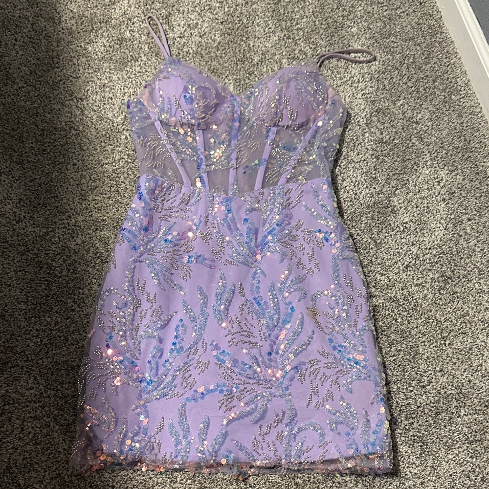 Elegant Lavender Sequin Dress